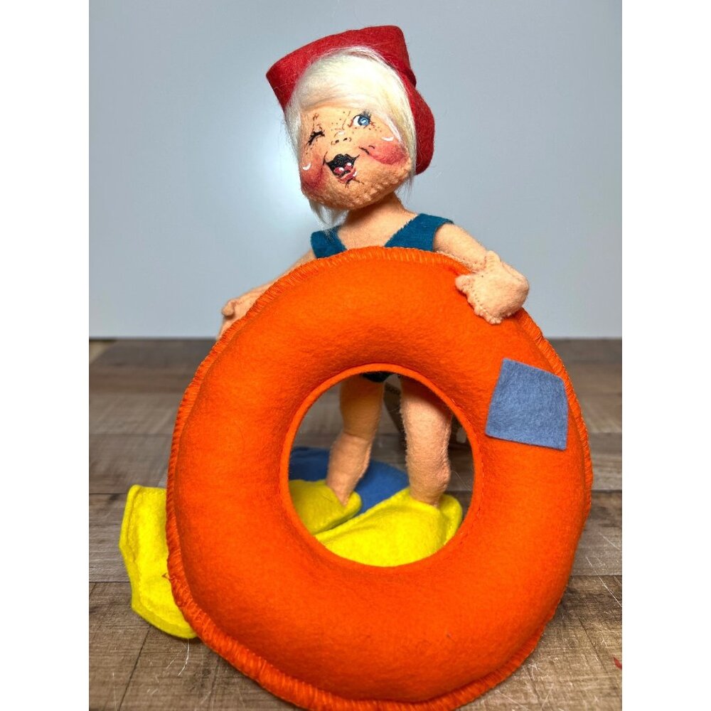 Annalee 1999 Swimmer Doll With Orange Float Red Swim Cap Yellow Flippers
